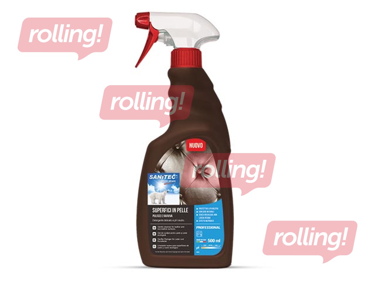 Nahapuhastus- ja hooldusvahend Sanitec Superfici in Pelle, 500 ml