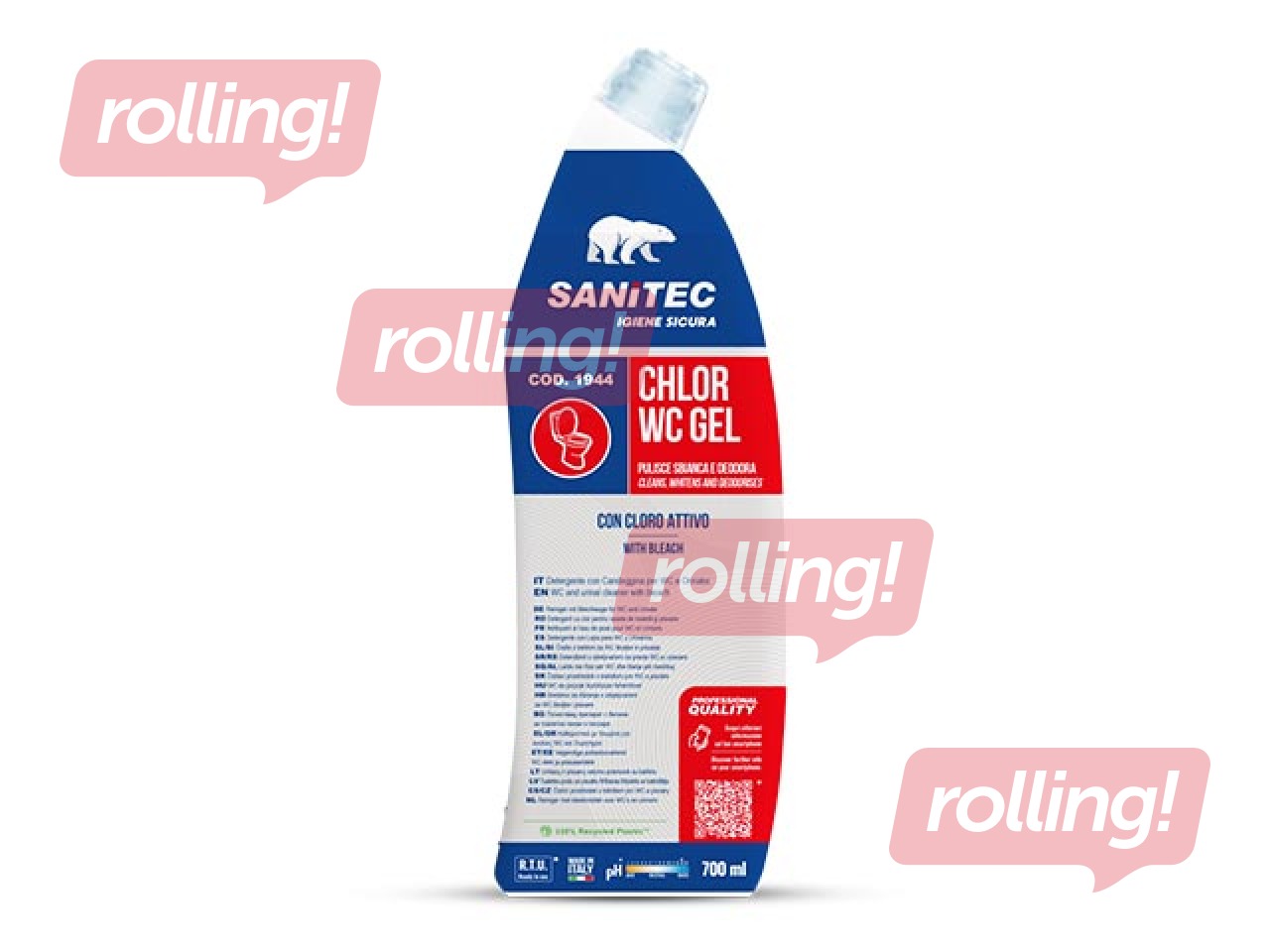 Tualetes tīrīšanas līdzeklis Sanitec Chlor WC Gel, ar hloru, 700ml