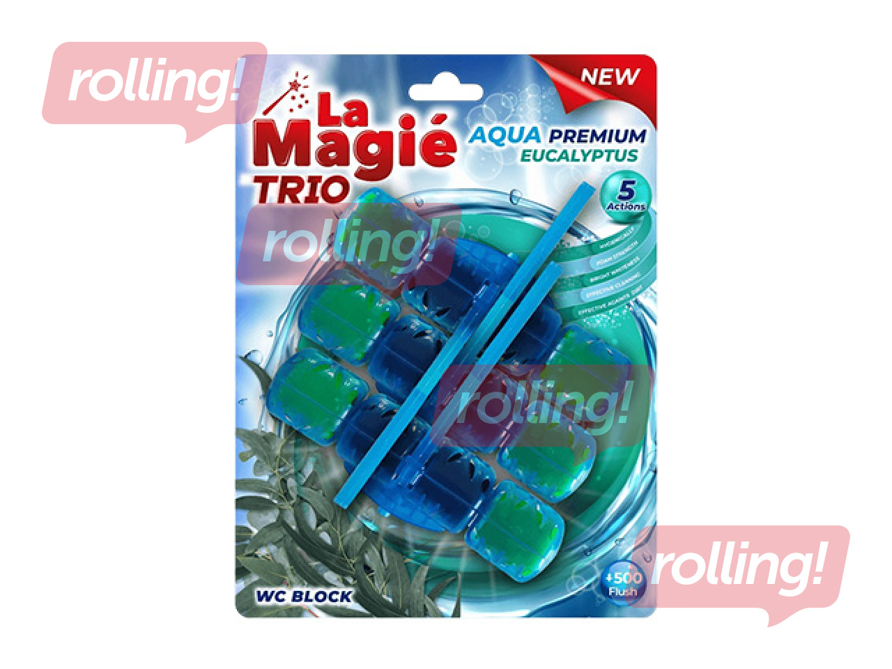 Toilet block, La Magie Aqua Premium, Eucalyptus Trio, 3x40g