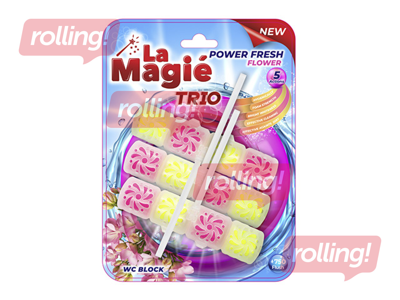 Tualetes bloks La Magie Power Fresh Trio Flower garden, 3x40g