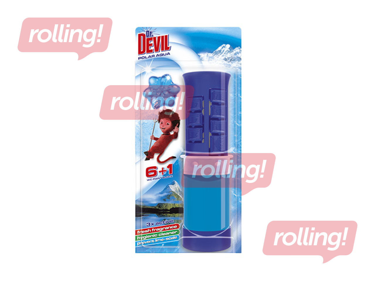 Tualetes poda tīrītājs un atsvaidzinātājs Dr.Devil Polar Aqua 3in1, ar dozatoru, 7 gab.