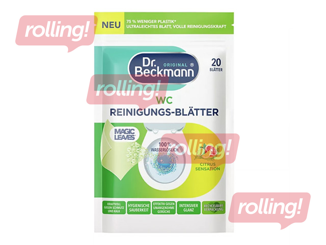 WC puhastuslehed Dr.Beckmann Magic Leaves, Citrus Sensation, 20 tk.