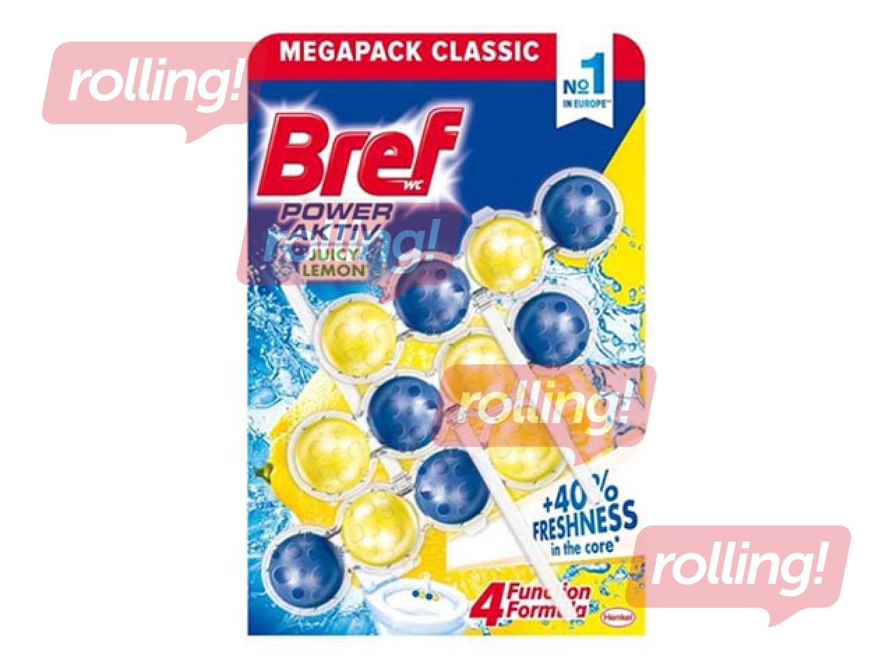 Toilet block Bref Power Active Lemon, 3 pcs. x 50 g.