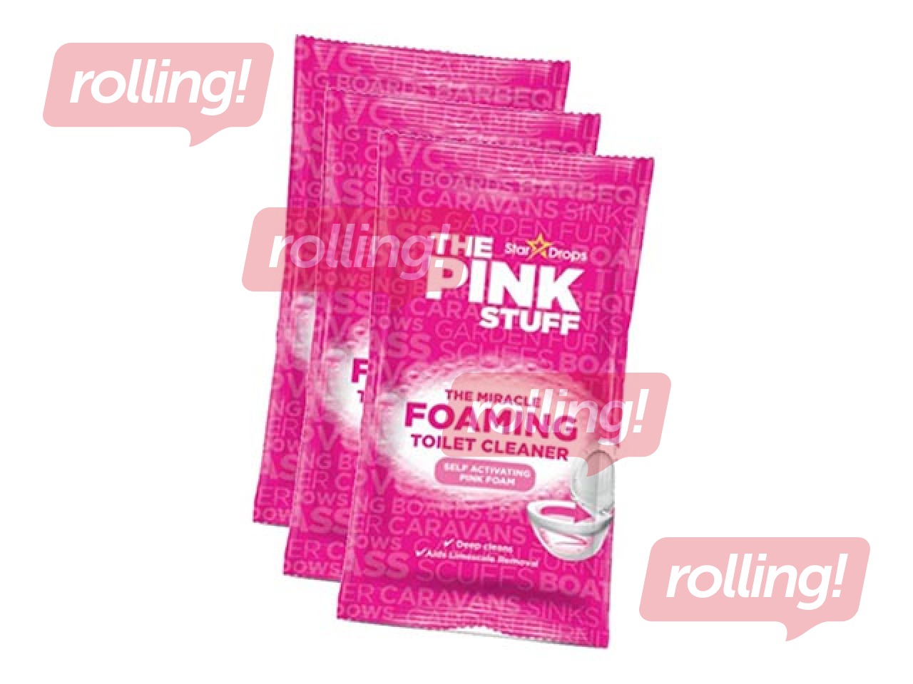 Vahutav tualettruumi puhastusvahend The Pink Stuff, 3 x 100 g