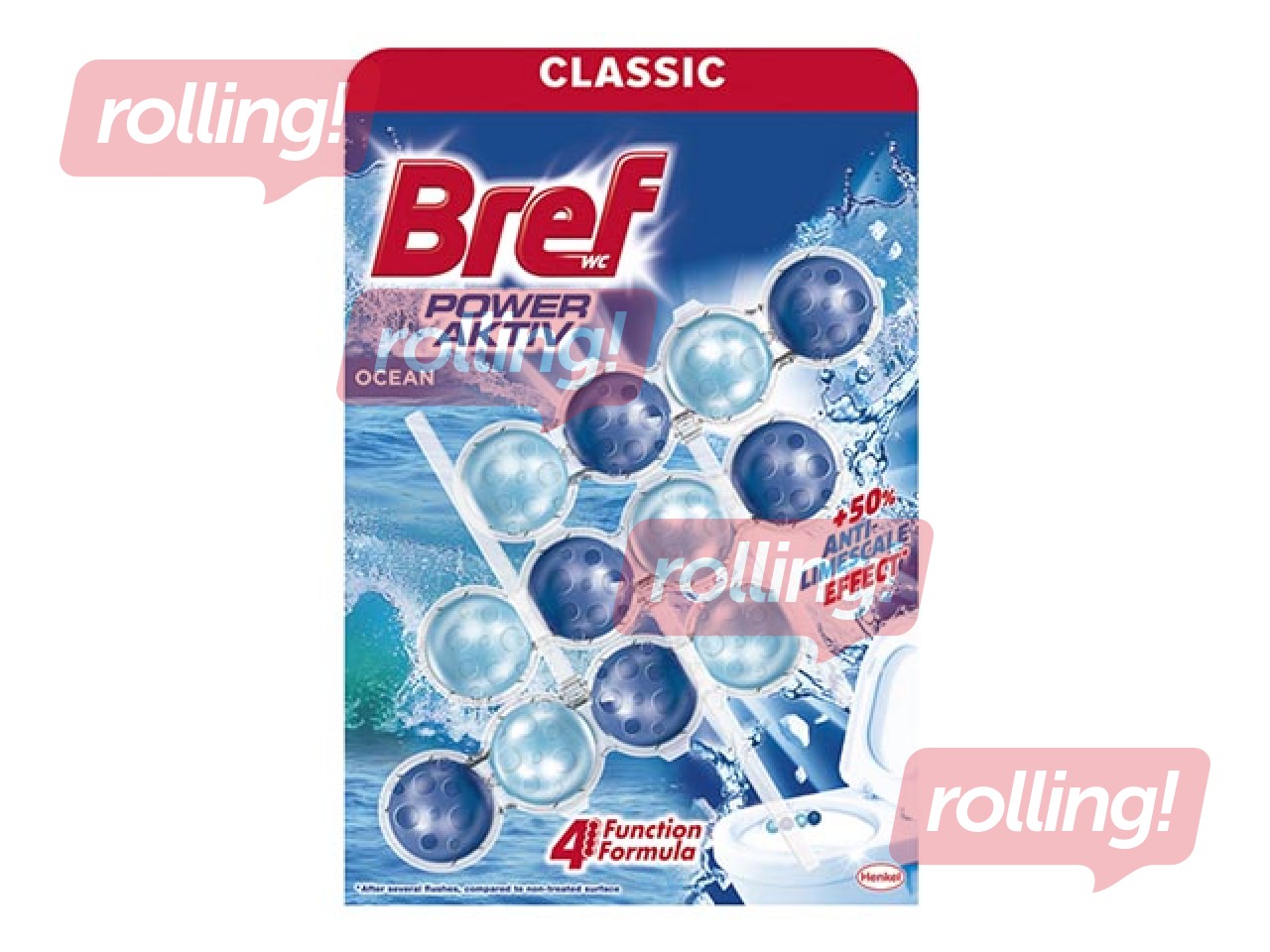 Tualetiblokk Bref Power Aktiv Ocean, 3tk x 50g