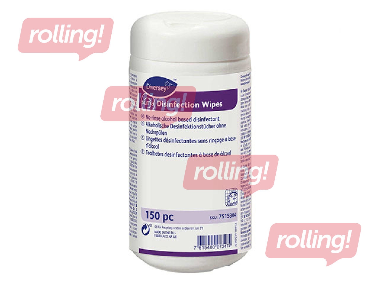 Влажные дезинфицирующие салфетки для поверхностей Diversey Suma, 150 шт.