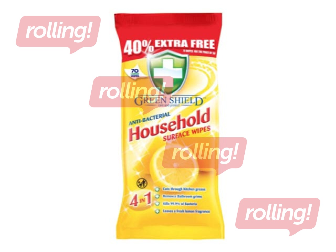 Салфетки универсальные для очистки поверхностей, Green Shield Household, 70 шт.