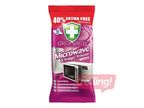 Wet wipes for cleaning microwave ovens, refrigerators and freezers, Green Shield, 70 pcs.