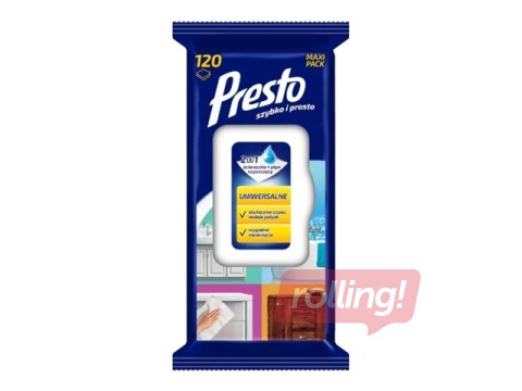 Wet cleaning wipes PRESTO Universal, 120 pcs.