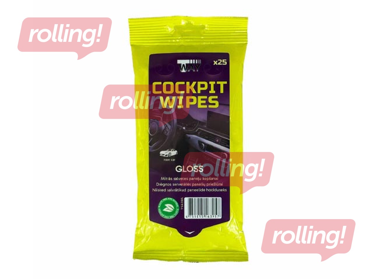 Влажные салфетки T-Way, New Car, Gloss, для ухода за панелями автомобиля, 25 шт.