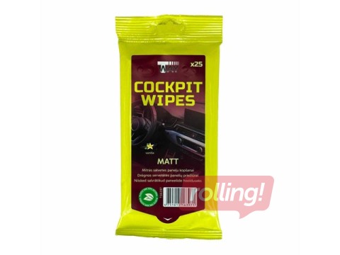 Niisked salvrätid T-Way, New Car, Matt, Vanilla, auto armatuuri hoolduseks, 25 tk.