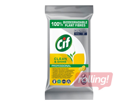 Niisked salvrätikud CIF Professional, Clean & Shine pindadele, 100tk