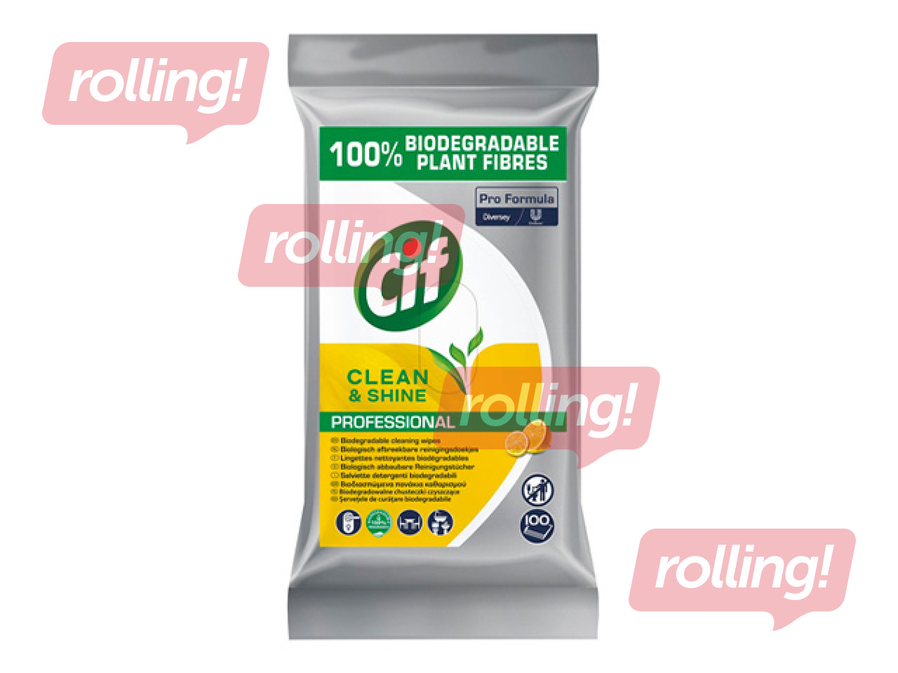 Niisked salvrätikud CIF Professional, Clean & Shine pindadele, 100tk