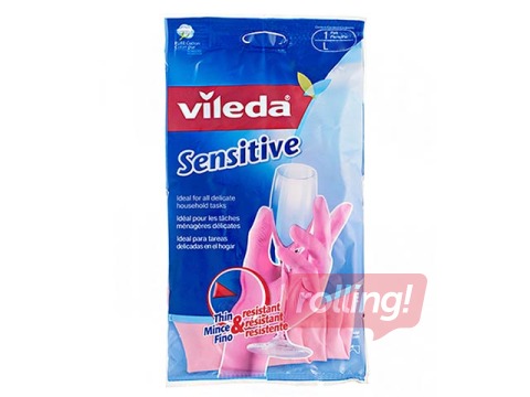 Latex gloves with cotton lining Vileda Sensitive, Size L