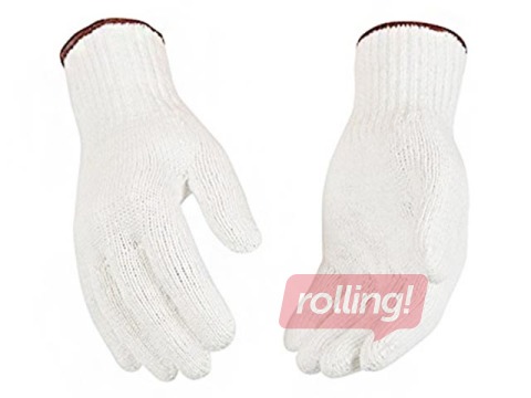 Darba cimdi kokvilnas, adīti, balti