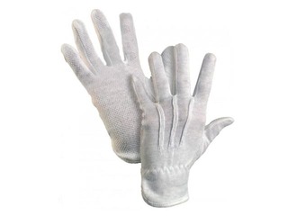 Cotton work gloves with dots on one side, white, size M/8, 1 pair