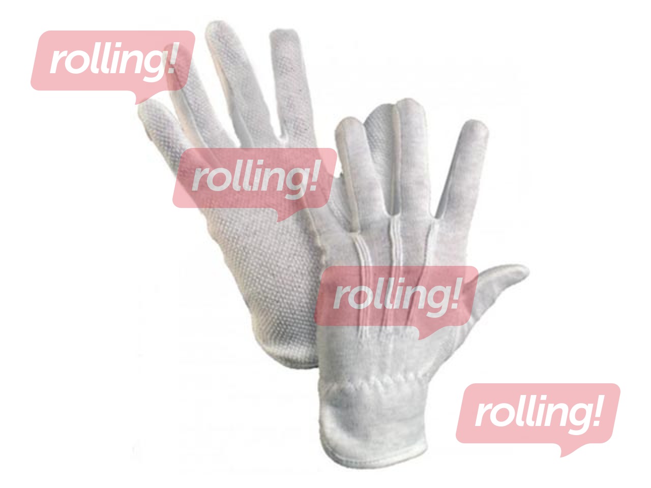 Töökindad puuvill mikropunktidega ühel pool, M/8, valge