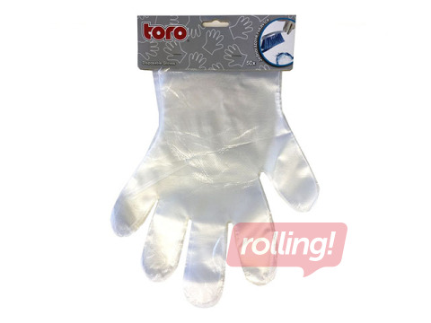 Disposable plastic film gloves TORO, 50 pcs.