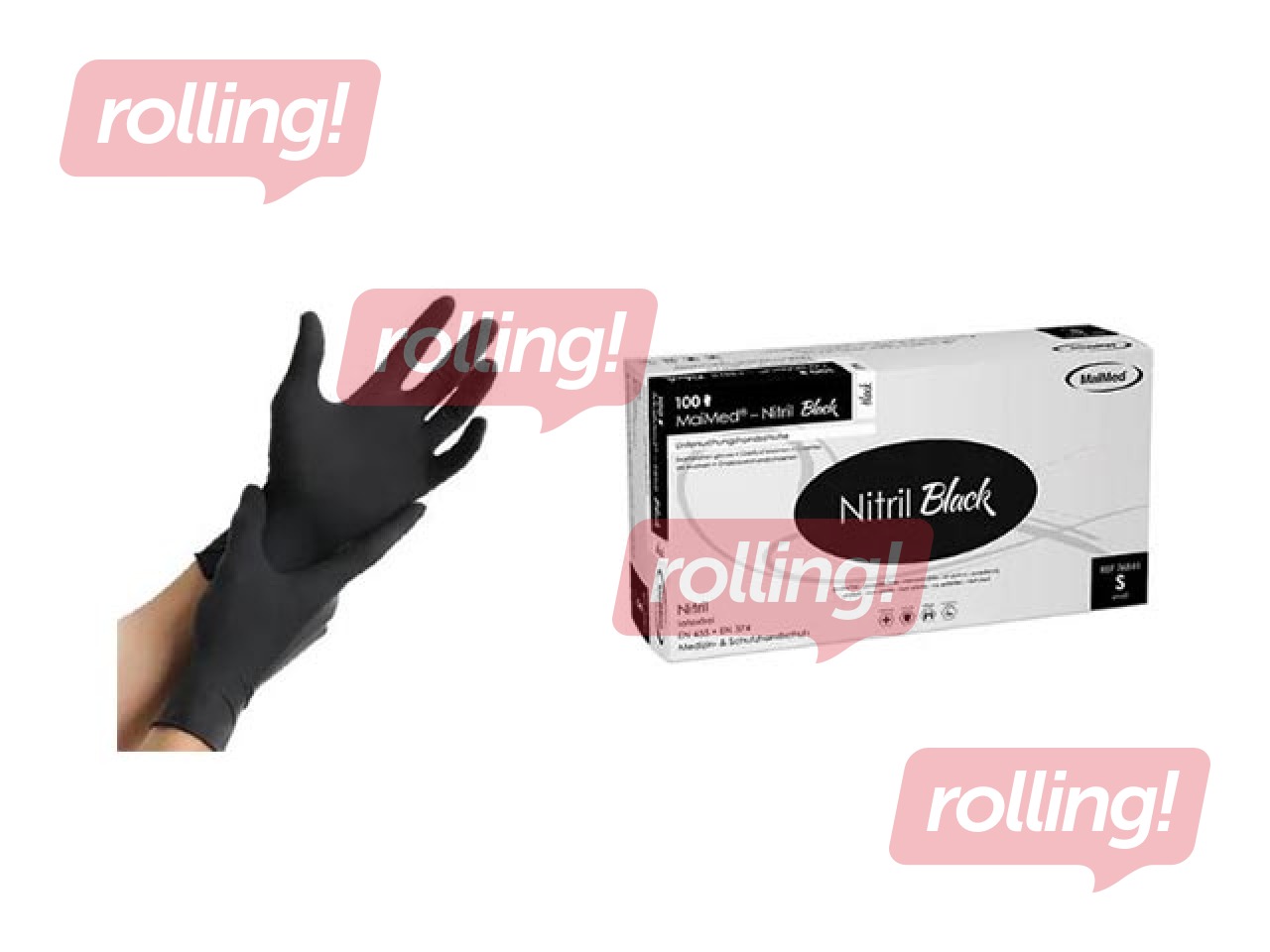 Pulbrivabad nitriilkindad MaiMed S, 100 tk, must