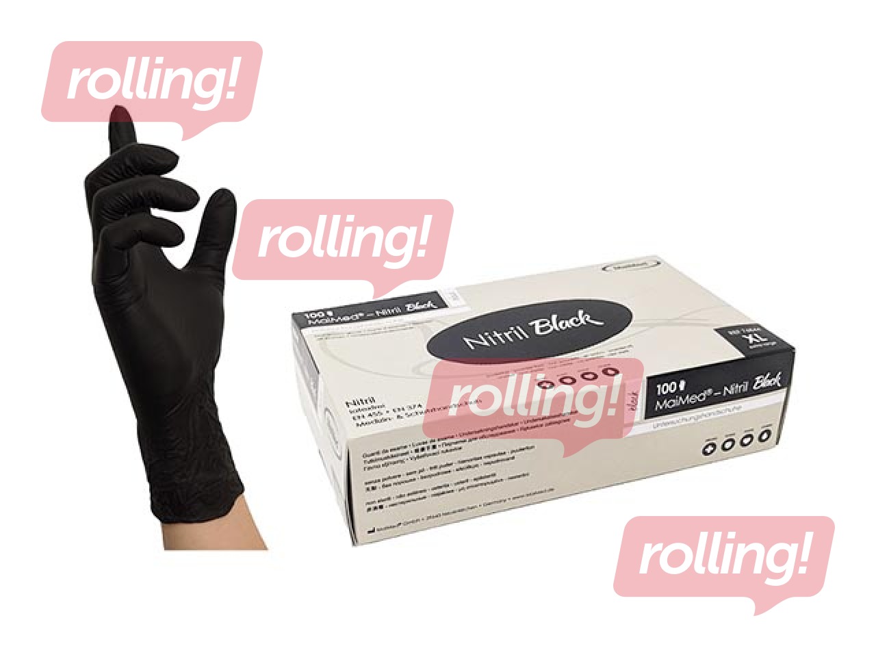 Pulbrivabad nitriilkindad MaiMed XL, 100 tk, must