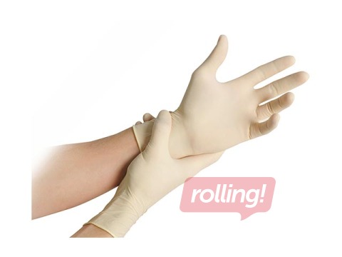 Cimdi MaiMed- Soft PF, lateksa, bez pūdera, S izmērs, balti, 100 gab.