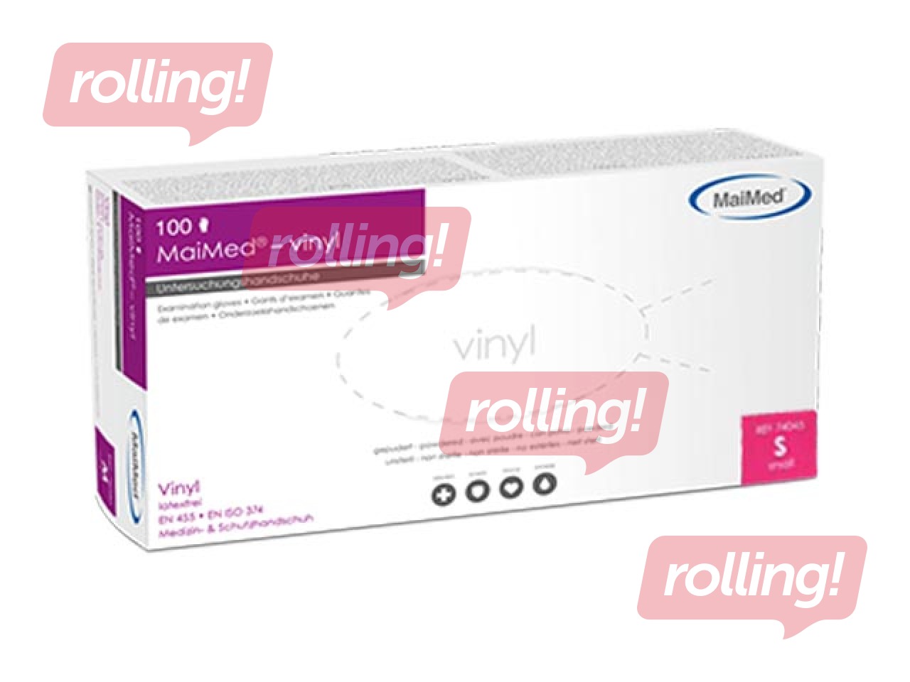 Vinüülkindad ilma pulbrita MaiMed, S 100 tk, sinine