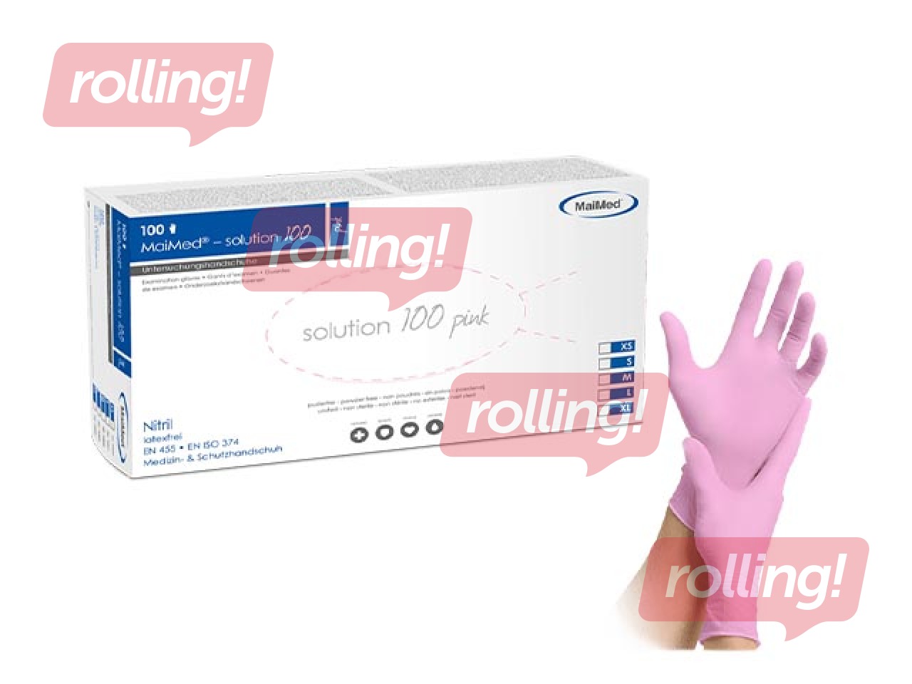 Nitriilkindad, tekstuur, SolutionPink, suurus M, roosa, 100 tk