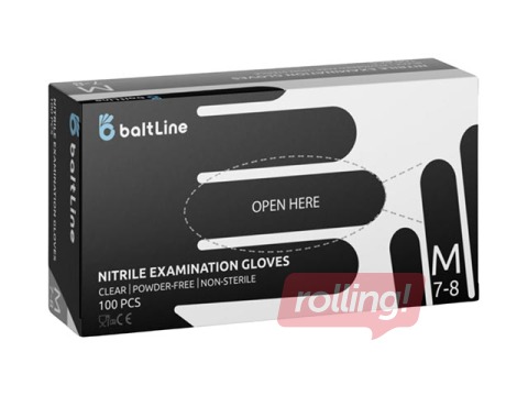 Nitriilkindad ilma puudrita BaltLine M suurus, 100 tk, must