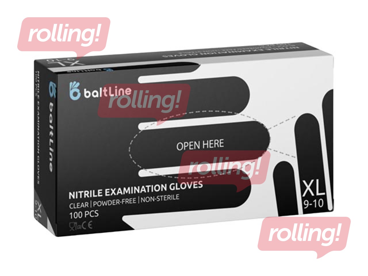 Nitriilkindad ilma puudrita BaltLine XL suurus, 100 tk, must