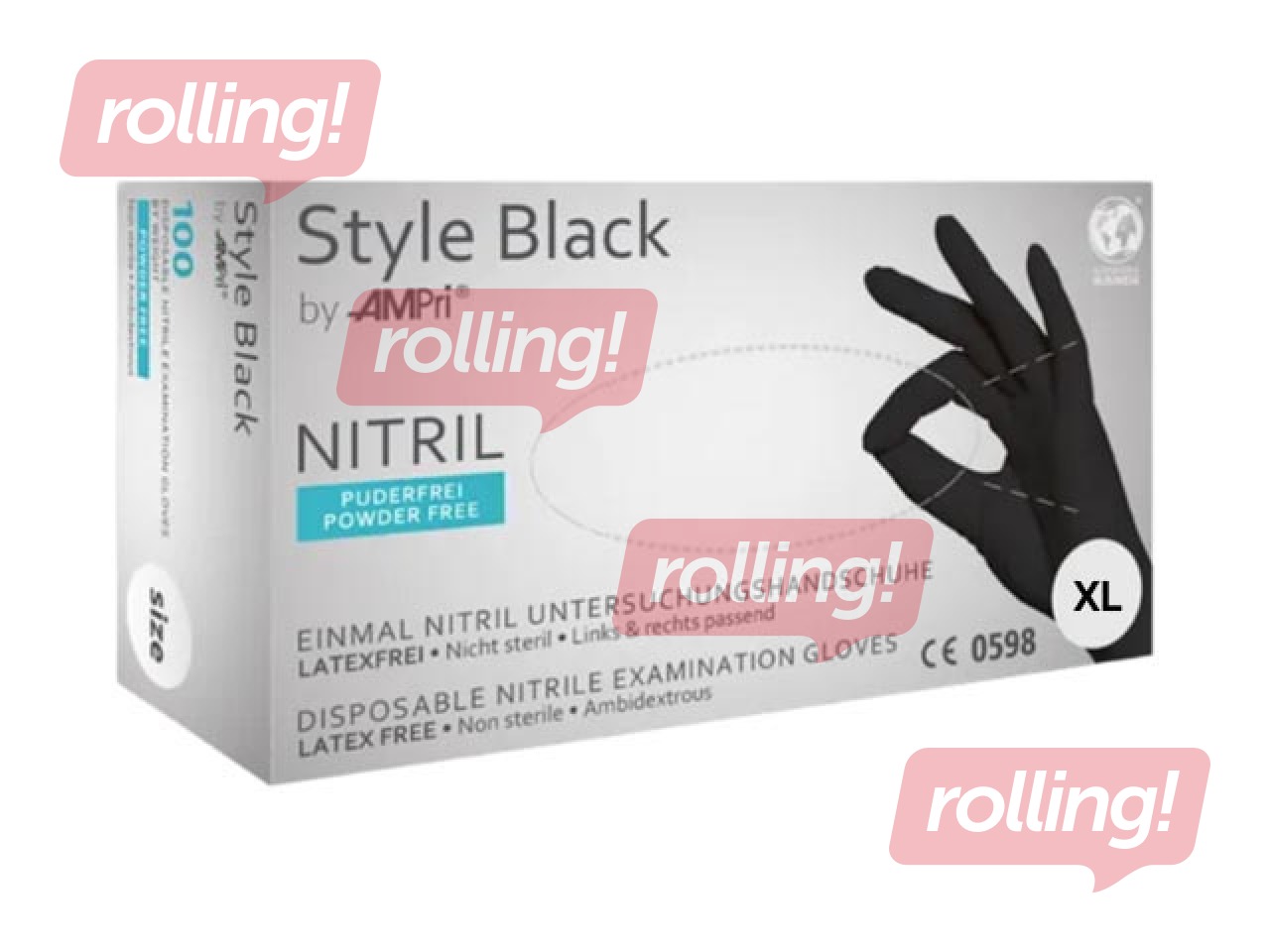 Nitriilkindad, puudrivaba, AMPri, XL, 100 tk., must