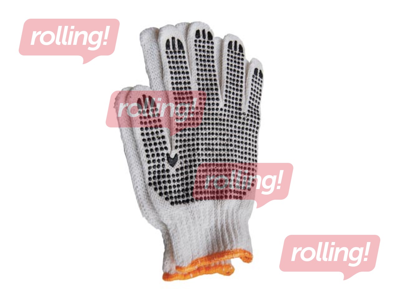 Puuvillased kindad ühepoolsete PVC libisemisvastaste punktidega, suurus M