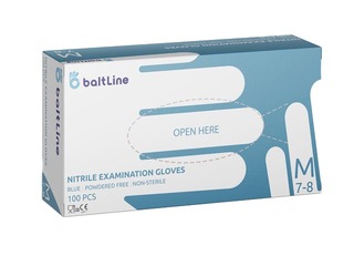 Перчатки BaltLine, нитриловые, без пудры, синие, размер M, 100 шт.