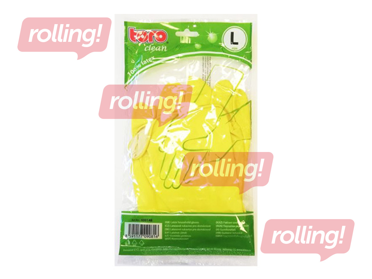 Rubber gloves TORO, size L, yellow