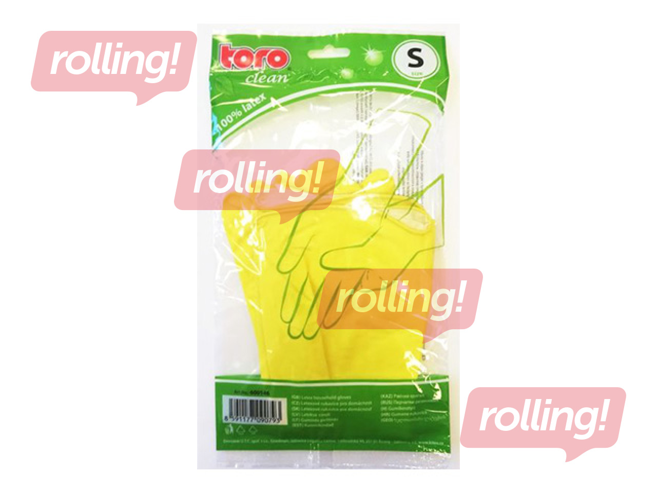 Rubber gloves TORO, size S, yellow