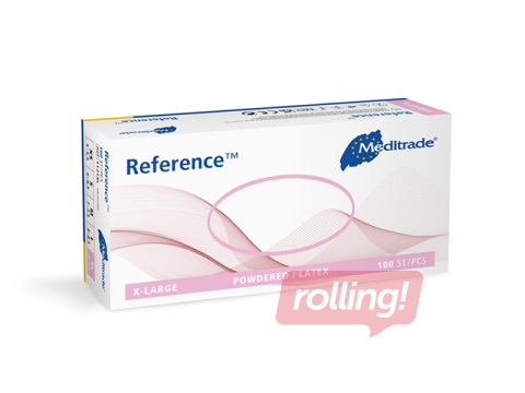 Kindad lateks pulbriga Meditrade Reference, S 100 tk., valge