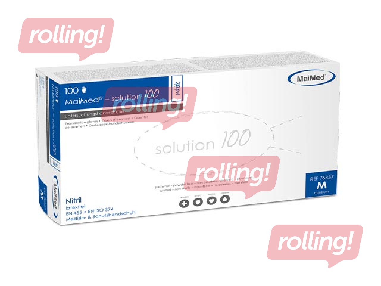 Cimdi Maimed, nitrila, bez pūdera, rozā, M izmērs, 100 gab.