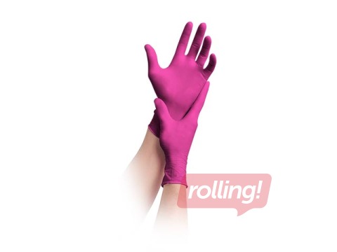 Nitrilkinnaste pulbrivabad Maimed, fuksia, suurus S, 100 tk