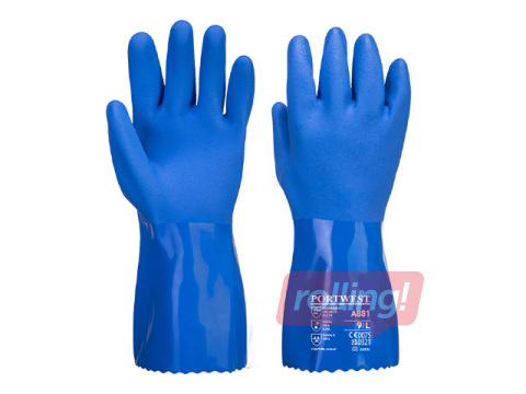 Перчатки для работы с химикатами Marine Ultra PVC Chem Gauntlet, размер L, синие