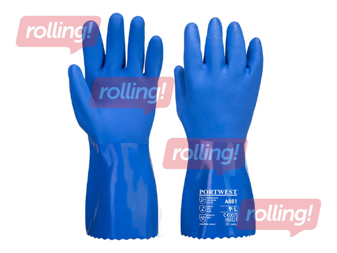 Перчатки для работы с химикатами Marine Ultra PVC Chem Gauntlet, размер L, синие