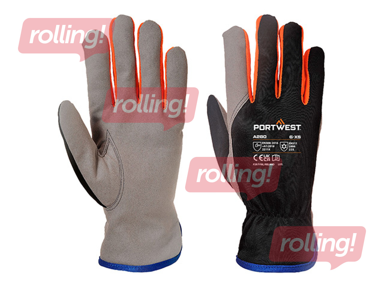 Cold Weather Work Gloves Wintershield, Size L, Black/Orange