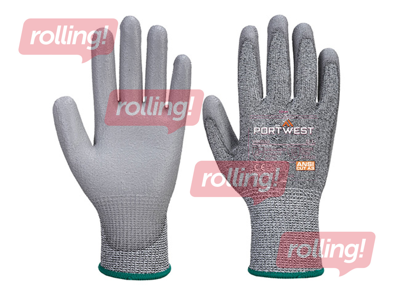 Darba cimdi MR, pretiegriezuma, melni/pelēki, L izmērs