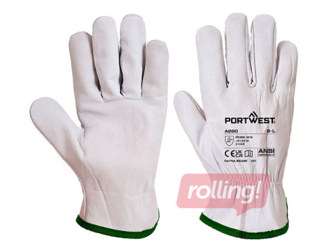 Töökindad Oves Driver, nahast, suurus L, hallid