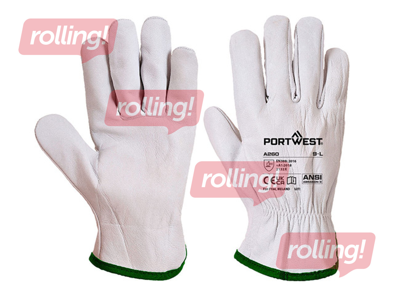 Work Gloves Oves Driver, leather, Size L, Grey