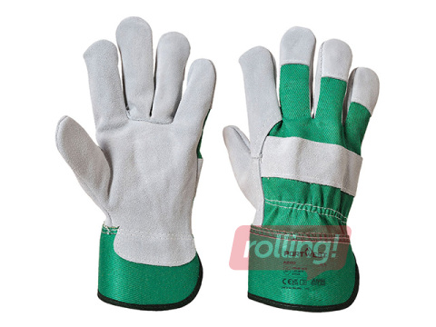 Work Gloves Premium Chrome Rigger, Leather, Size XL, Green