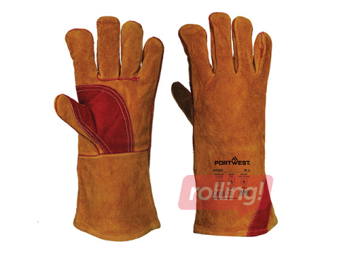Work Gloves Reinforced Welding Gauntlet, Size L, Brown