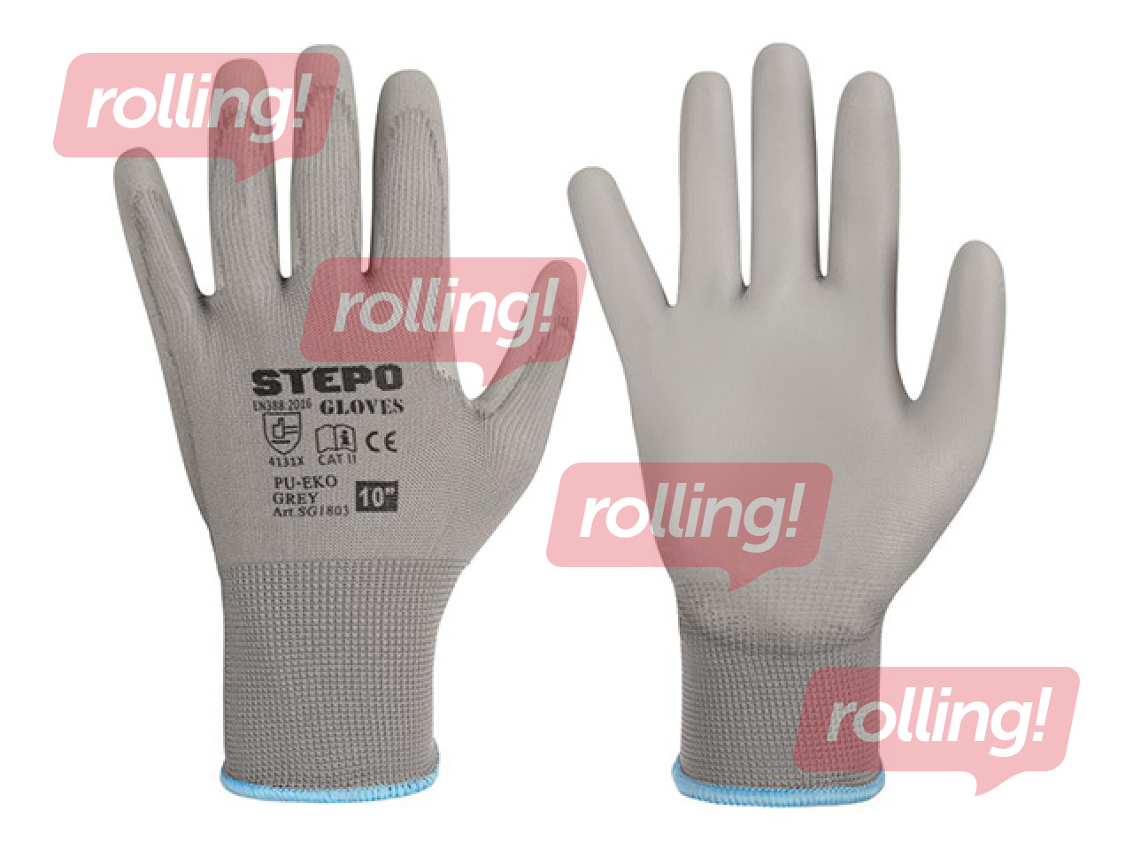 Рабочие перчатки с полиуретановым покрытием Stepo, PU-Eco, серые, размер L