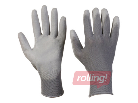 Töökindad Haushalt, polüuretaankattega, hallid, suurus L