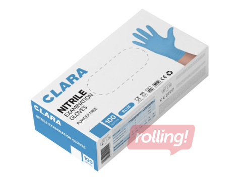 Puudrivabad nitriilkindad Clara, suurus M, sinised, 100 tk.