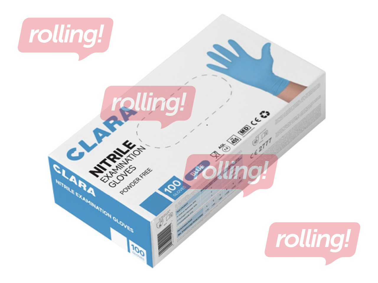 Puudrivabad nitriilkindad Clara, suurus M, sinised, 100 tk.