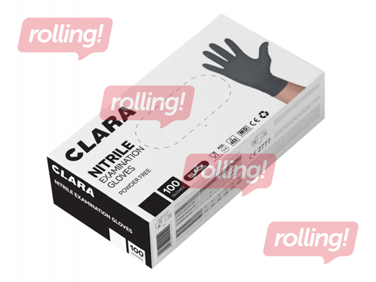Puudrivabad nitriilkindad Clara, suurus M, mustad, 100 tk